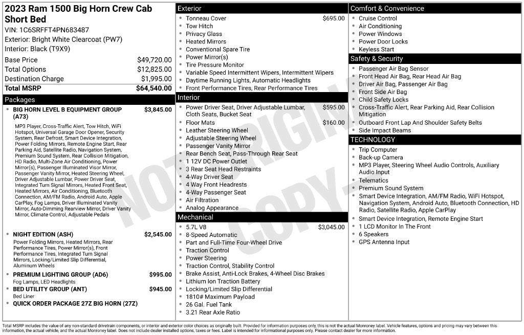 2023 RAM 1500 Big Horn/Lone Star