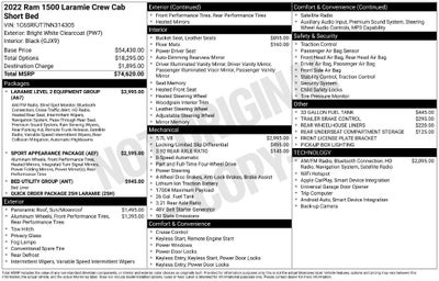 2022 RAM 1500 Laramie Crew Cab 4x4 5'7' Box