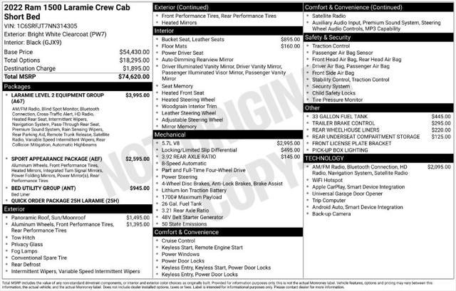 2022 RAM 1500 Laramie Crew Cab 4x4 5'7' Box