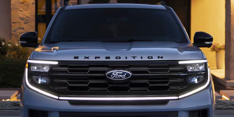 Close-up of the Ford Expedition front grille and badge.