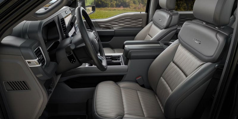 Comfortable front seating area with premium upholstery.
